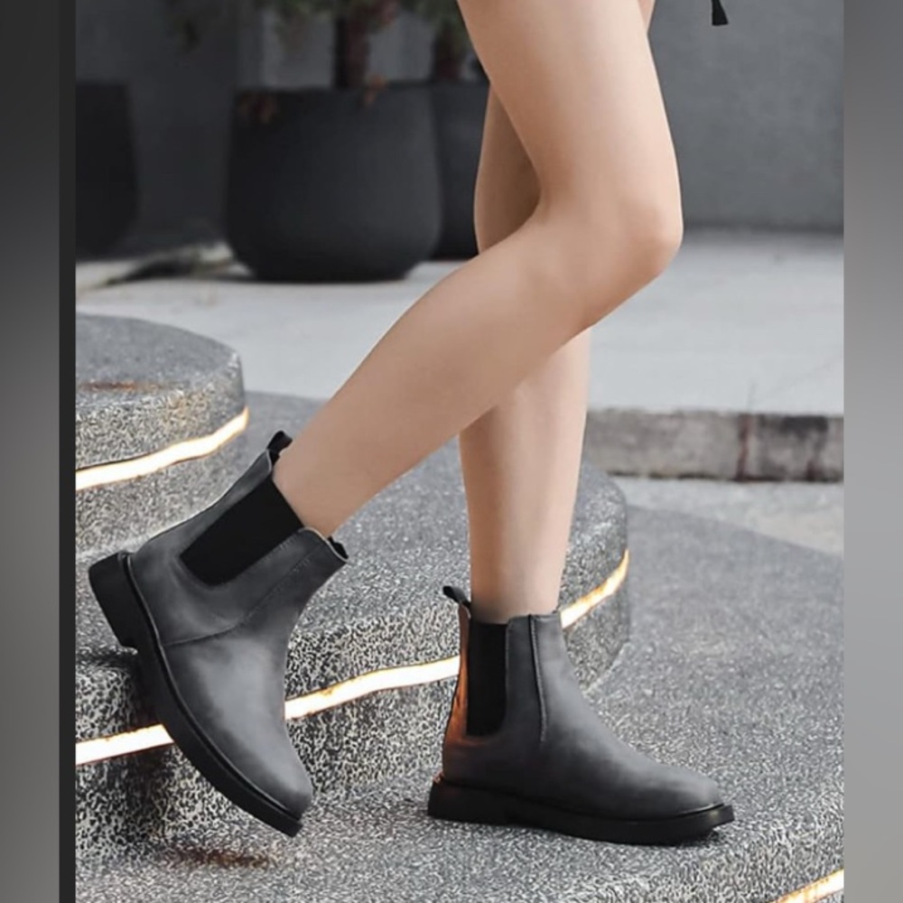 DADAWEN Womens Combat Chelsea Comfort Boots w/Elastic Slip On Round Toe -Size 10